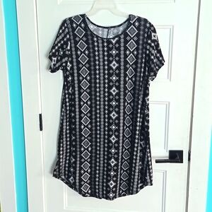 Bobbie Brooks black white summer dress. Short sleeve. Cotton. Comfy. Sz XL